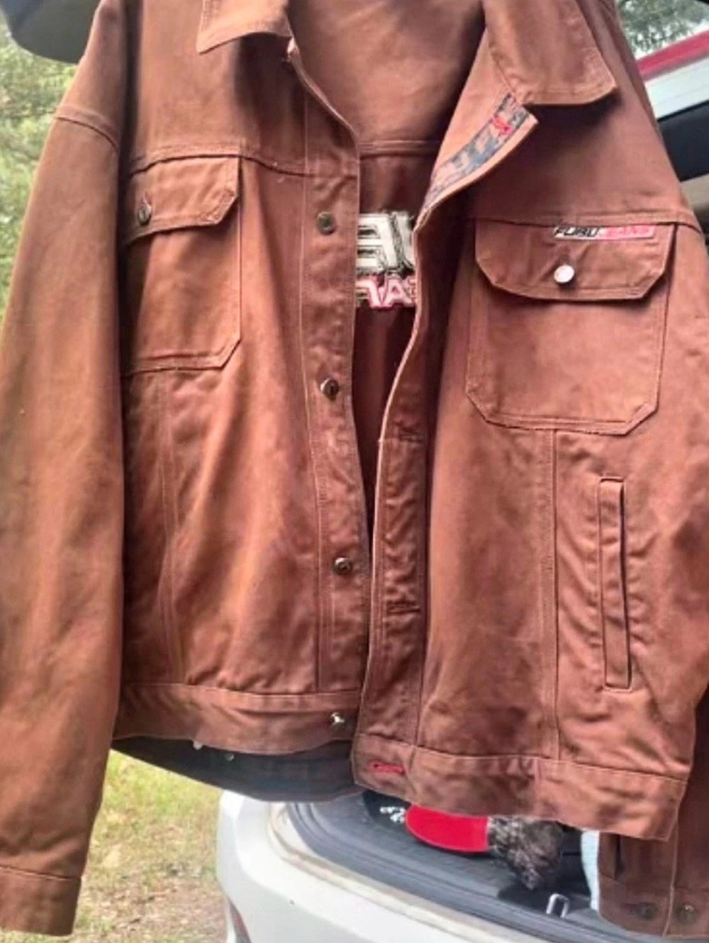 FUBU Y2K Vintage Trucker Denim Brown Utility Jacket XXXL
